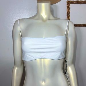 New Skin by Same swim White tie back bikini top Adjustable Straps XXL With Tags